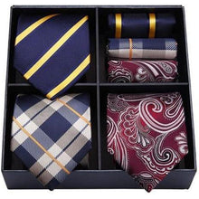 Herren Krawatte Set Seidenkrawatte Hochzeit Taschentuch 3er