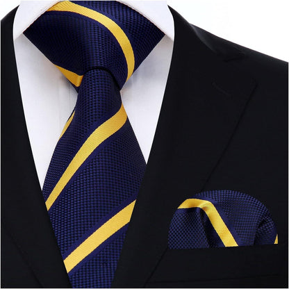 Herren Krawatte Set Seidenkrawatte Hochzeit Taschentuch 3er