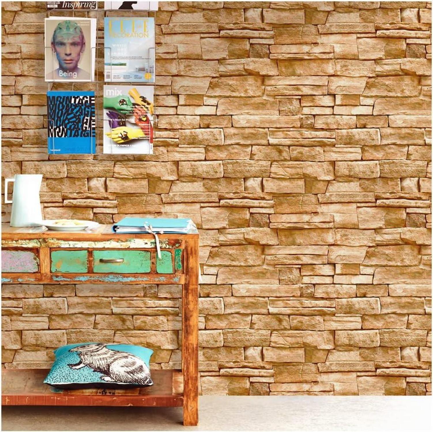 Selbstklebende Ziegel Tapete Vintage Backstein 45x1000cm Wanddekor