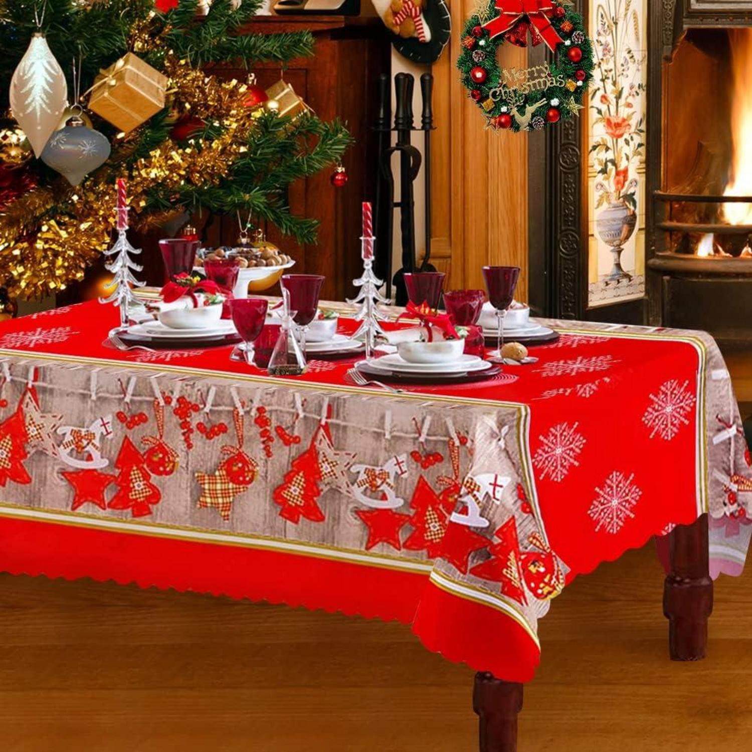 Weihnachtstischdecke Rot Rote Tischdecke Xmas Party 180 x 150 cm