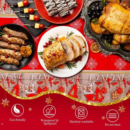 Weihnachtstischdecke Rot Polyester Rechteckig 180x150 cm Xmas Party Tischläufer