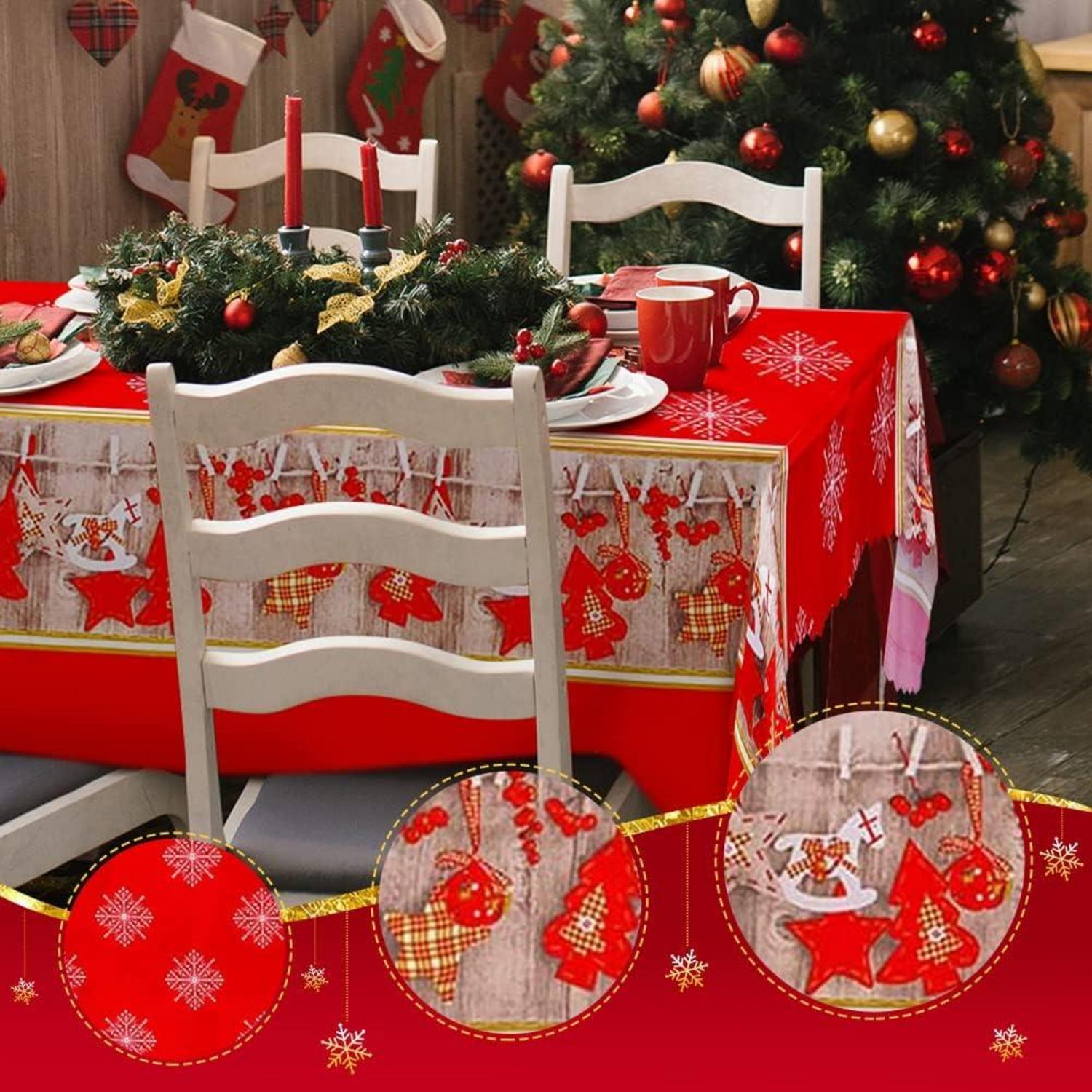 Weihnachtstischdecke Rot 180x150 cm Rote Tischdecke Xmas Party Esstisch