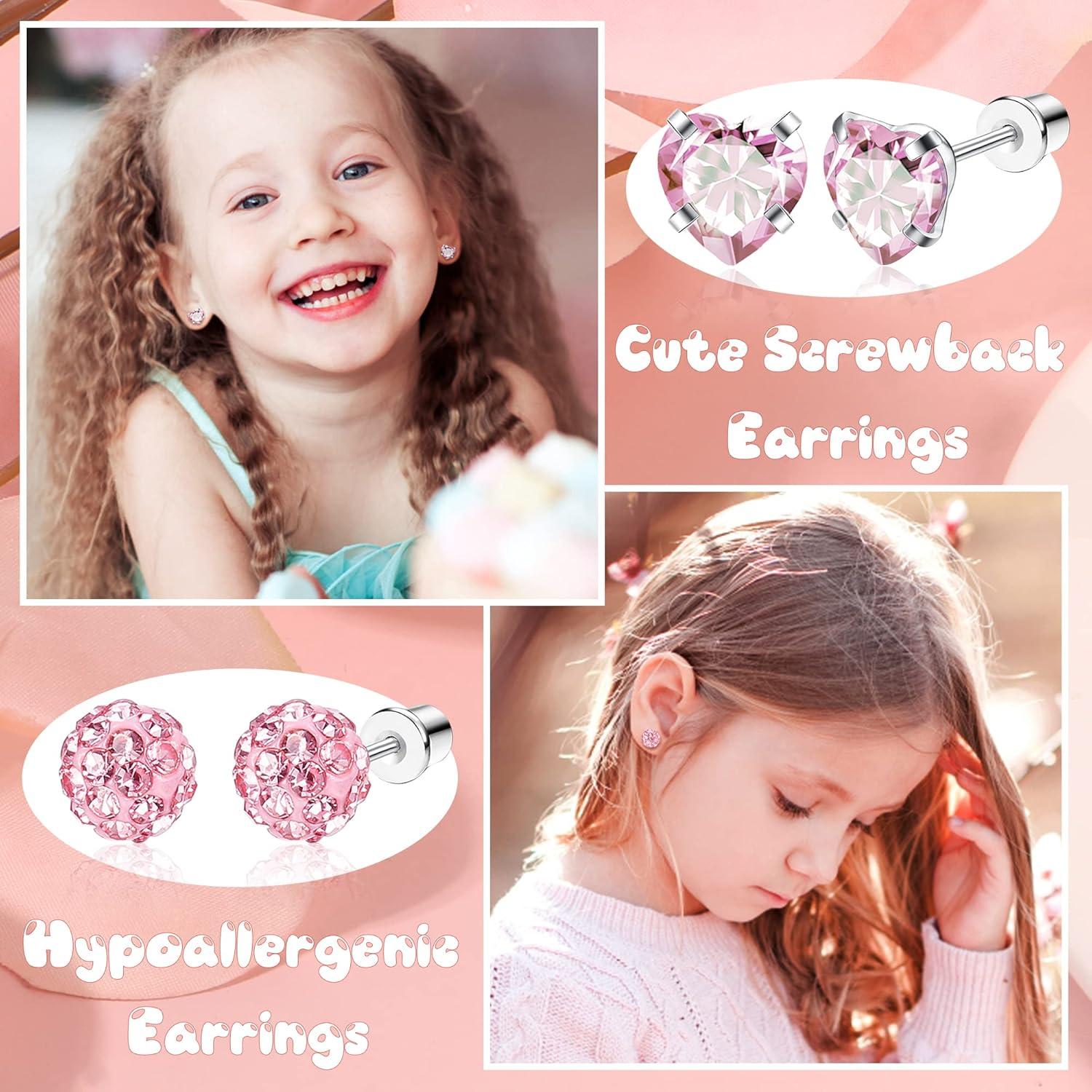 12Paar Kleine Ohrstecker Set Zirkonia Schraubverschluss Hypoallergen