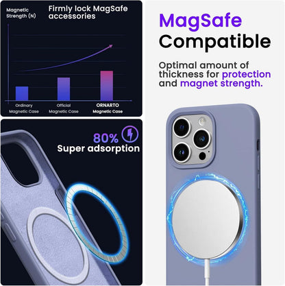 ORNARTO iPhone 14 Pro Max Hülle 6,7 Zoll 2022 Lavendelgrau Magnetisch mit Magsafe