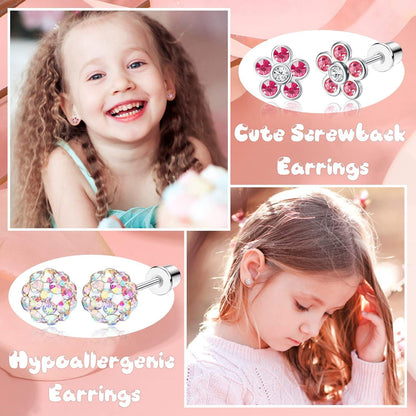 12 Paar Kleine Ohrstecker Set Zirkonia Blume Schmetterling