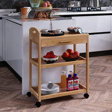 Rollender Kücheninsel-Wagen Bambus 3-Tier Regale & Schublade