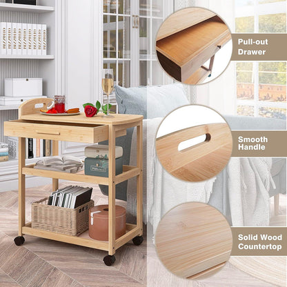 Kücheninsel Wagen Bambus Rollen Utility Serving Rack Massivholz Arbeitsplatte