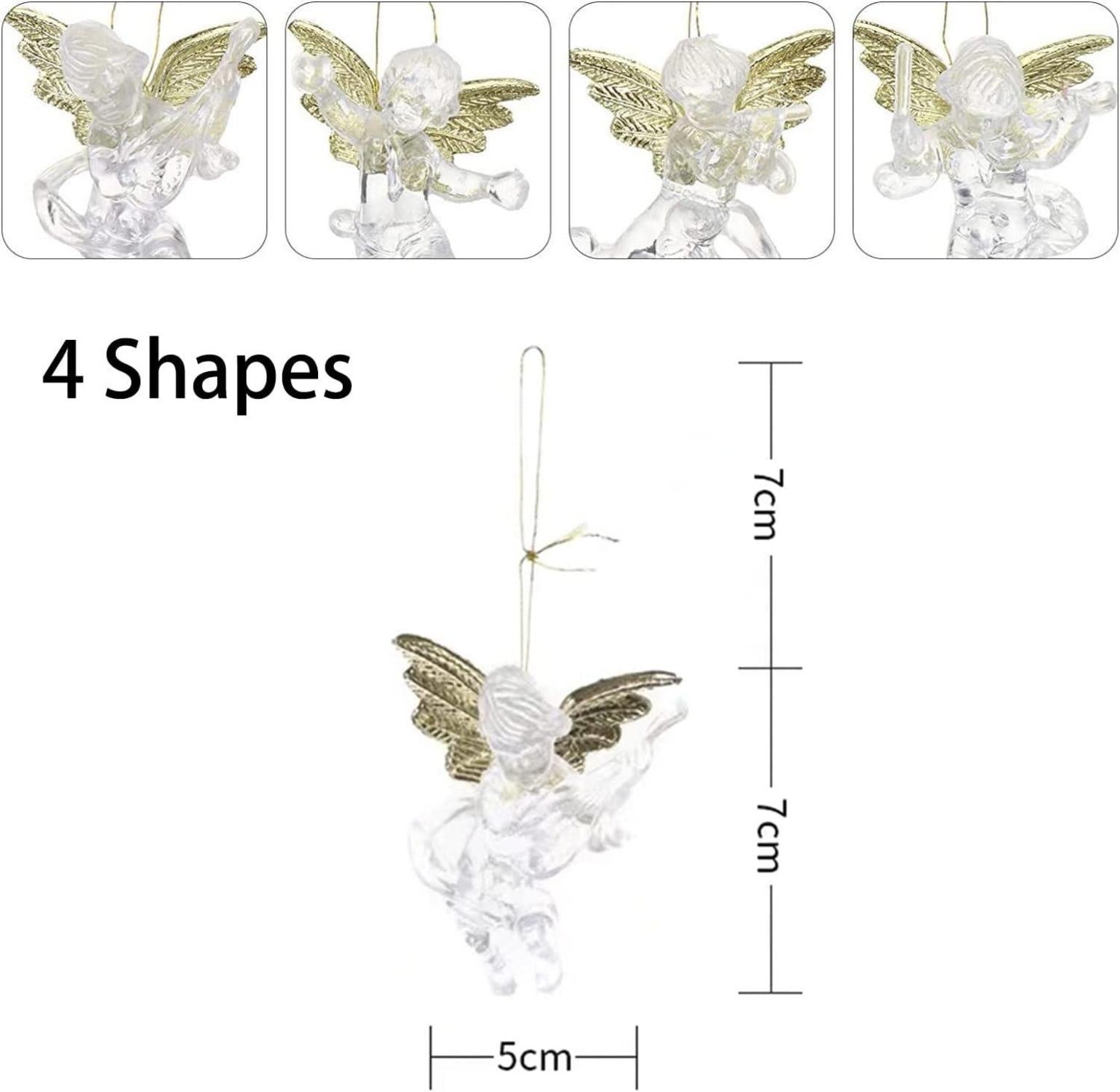 12 Stück Engel Weihnachtsbaum Anhänger Acryl Goldene Flügel