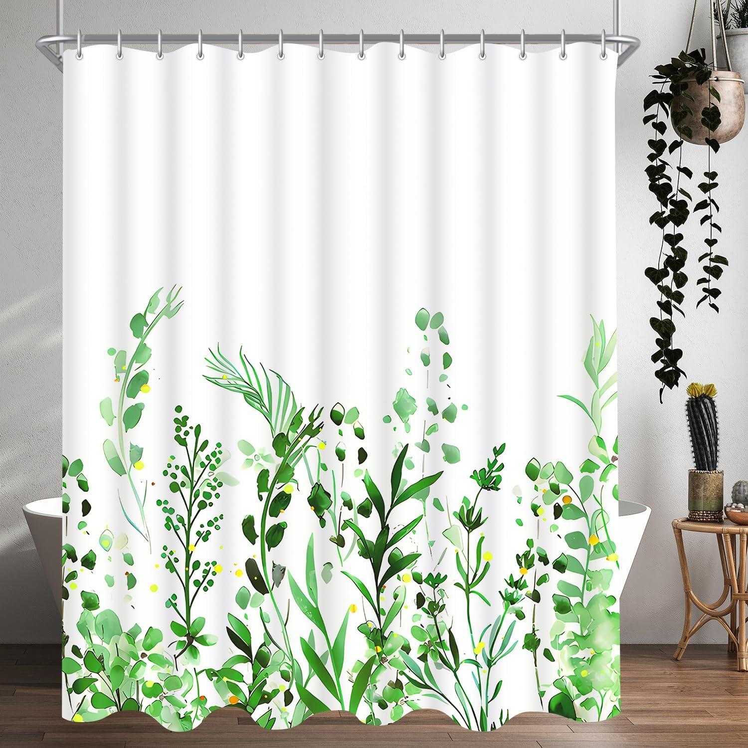 Duschvorhang Blumen Blätter 220x200cm Antischimmel Textil Wasserdicht