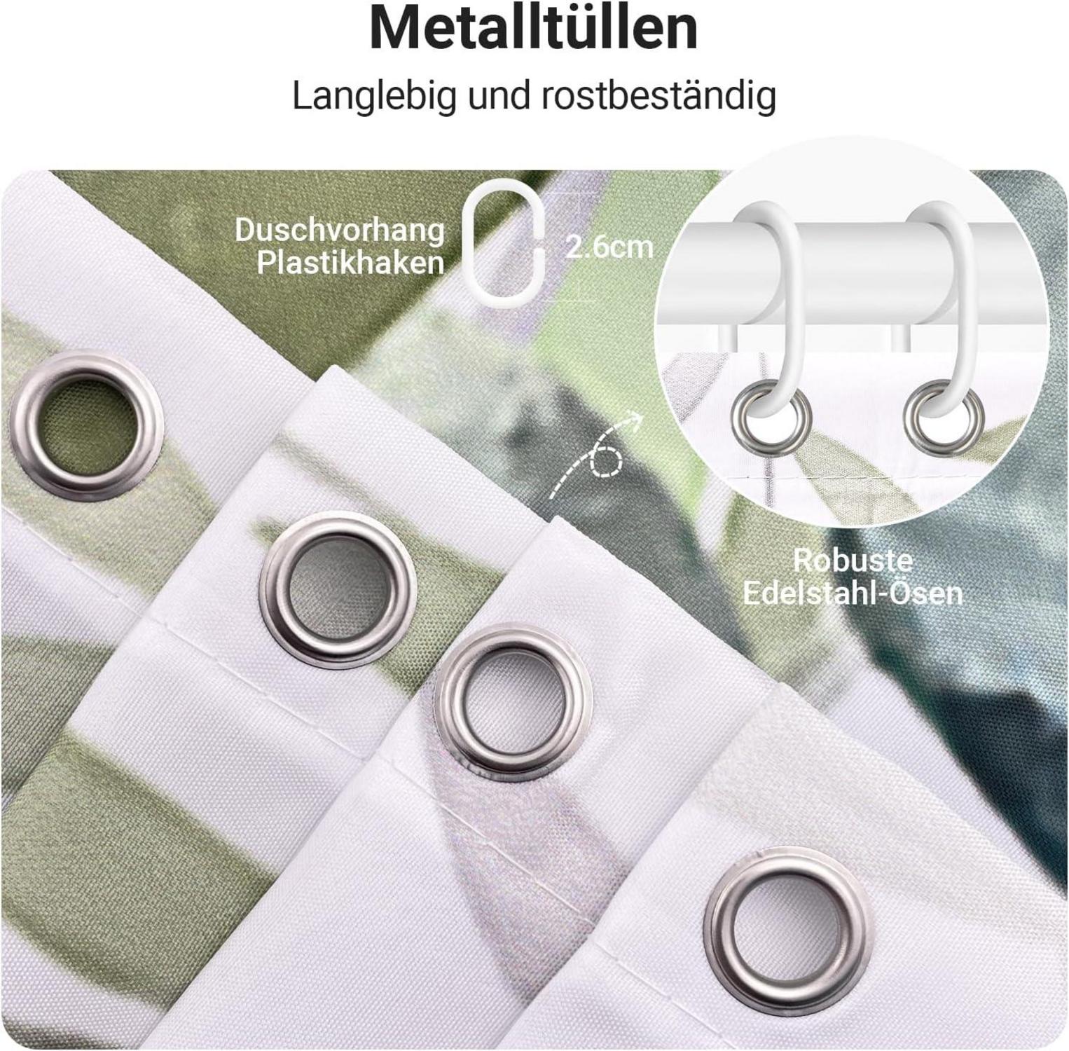 Lerores Duschvorhang 180x200cm Blätter Wasserdicht Antischimmel Textil