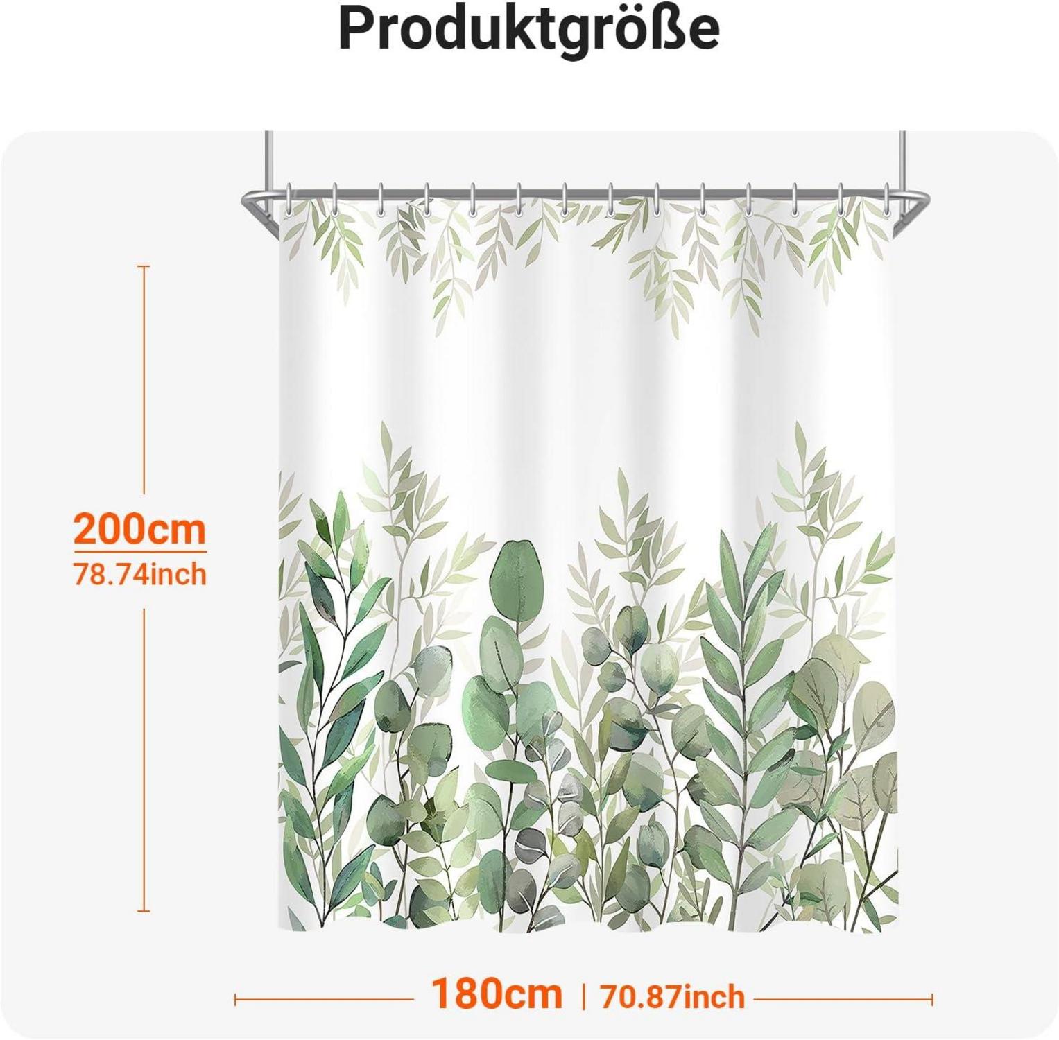 Duschvorhang Blätter 180x200cm Antischimmel Textil mit beschwertem