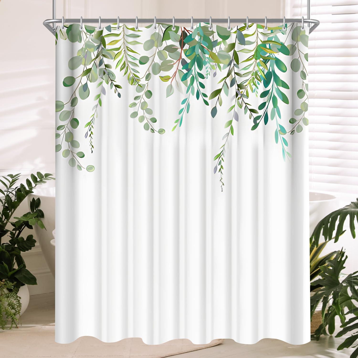 Duschvorhang Grün Blätter 240x200cm Antischimmel Textil H200 x B240 cm