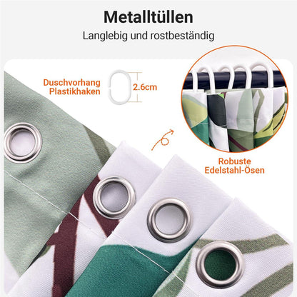 Duschvorhang Grün Blätter 240x200cm Antischimmel Textil H200 x B240 cm