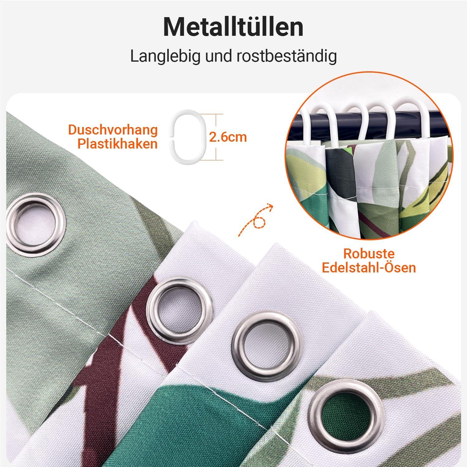 Duschvorhang Grün Blätter Antischimmel Wasserdicht Polyester 120x180
