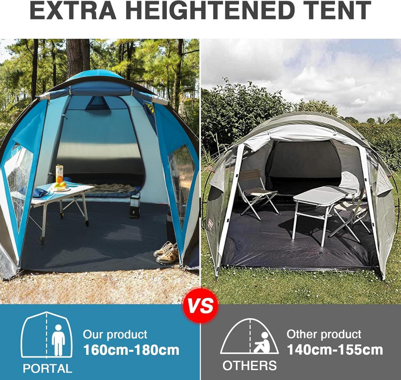 Portal Zelt XL für 3-4 Personen Wasserdicht Camping Kuppelzelt