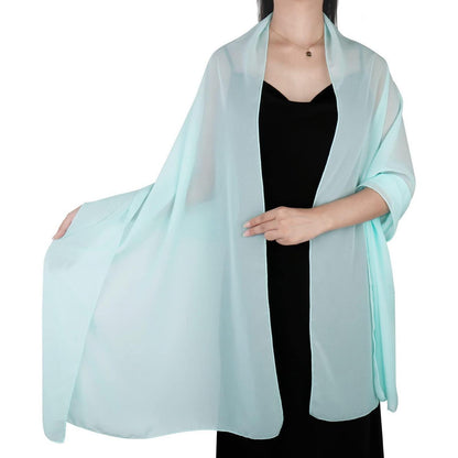 Chiffon Schal Damen leicht weich für Abendkleider Hochzeit Braut Light Blue