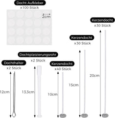 Kerzendocht Set 100 Stück für Kerzen Selber Machen DIY