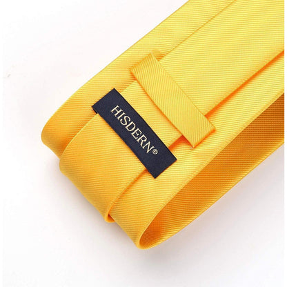 Herren Schmale Gelbe Hochzeit Krawatte Einstecktuch