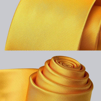 Herren Schmale Gelbe Hochzeit Krawatte Einstecktuch