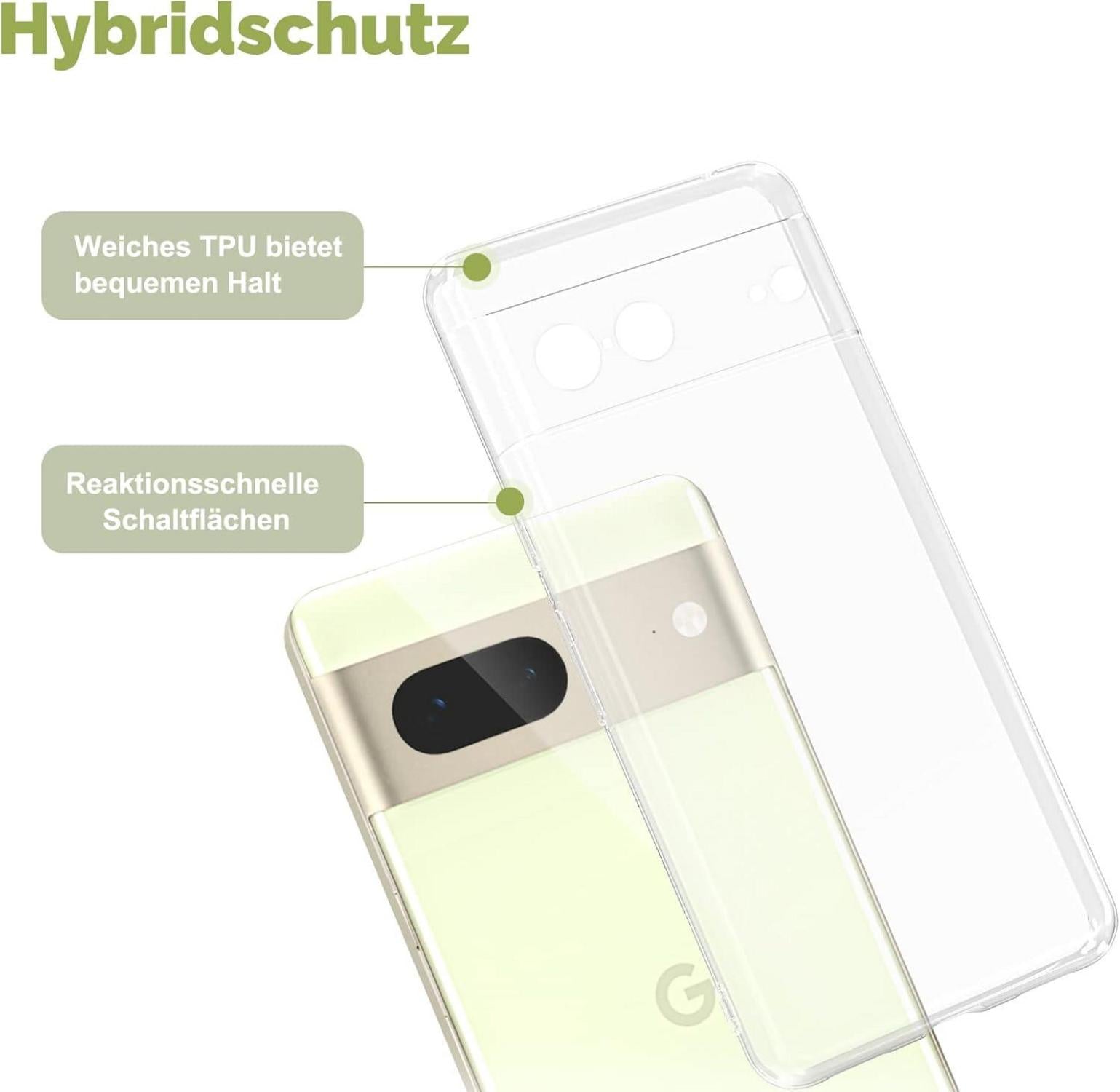 Transparente TPU Handyhülle für Google Pixel 7 - Anti-Gelb, Stoßfest - Slim