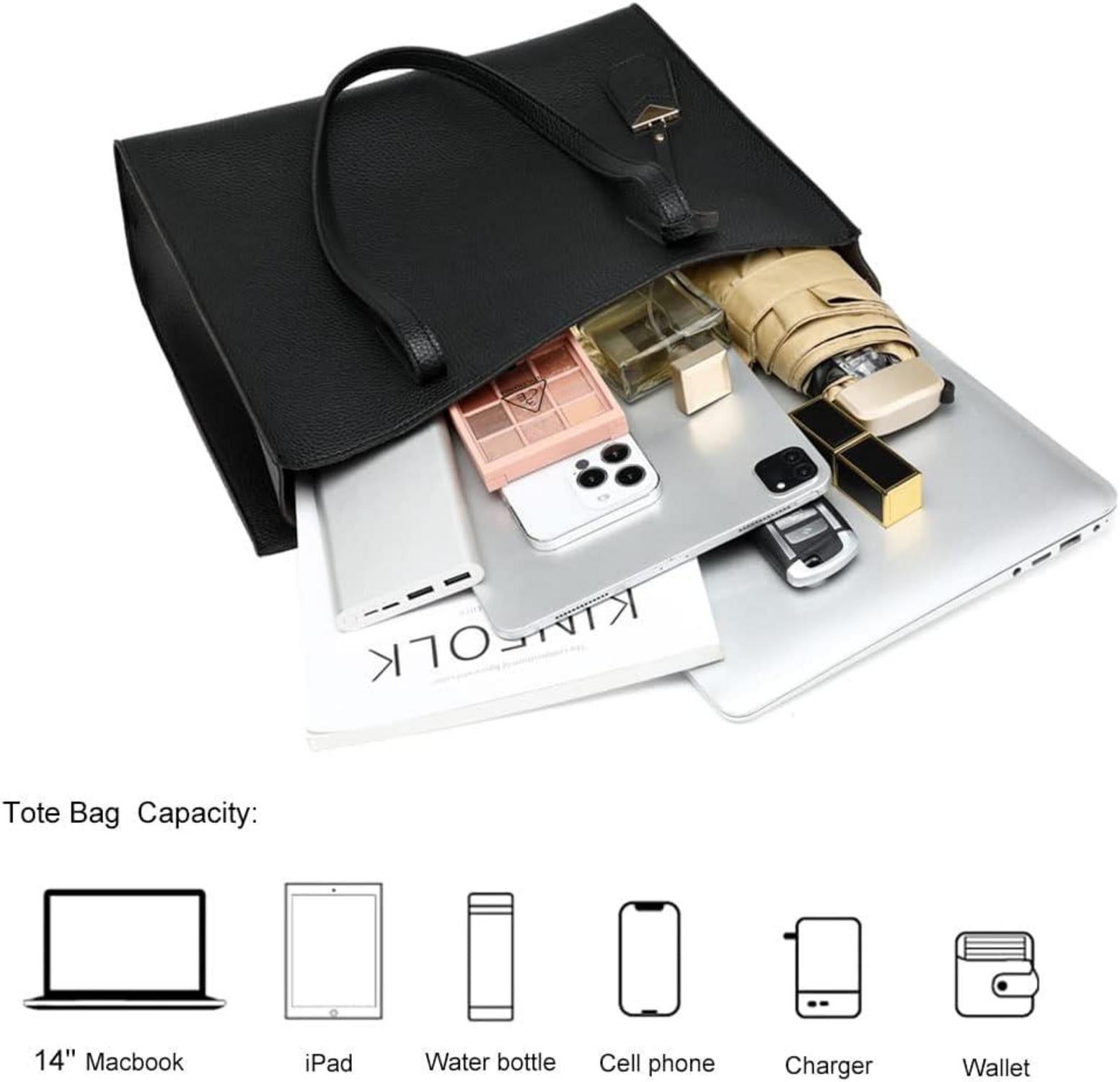 Große Damen Handtasche Shopper Schultertasche Schwarz Kunstleder