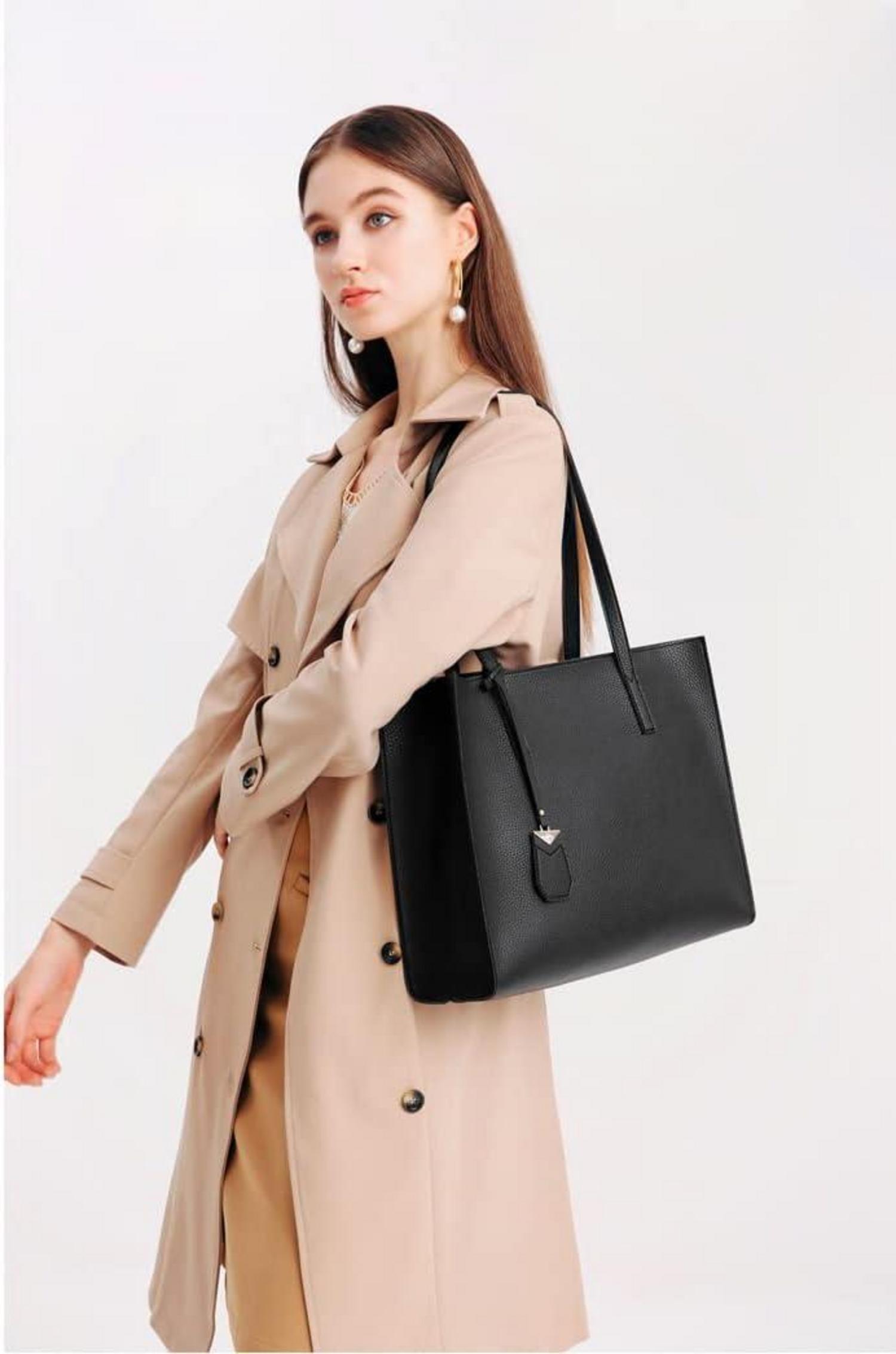 Damen Handtasche Groß Blau Schultertasche Kunstleder Shopper