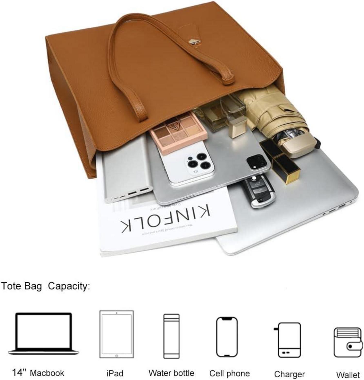 Große Damen Handtasche mit Reißverschluss - Schultertasche A-Brown