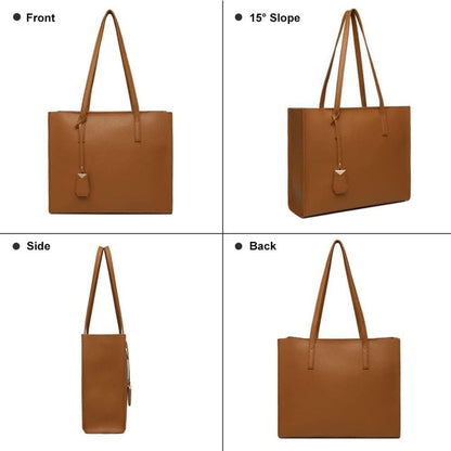 Große Damen Handtasche in Braun mit Reißverschluss - Schultertasche Leder Henkeltasche