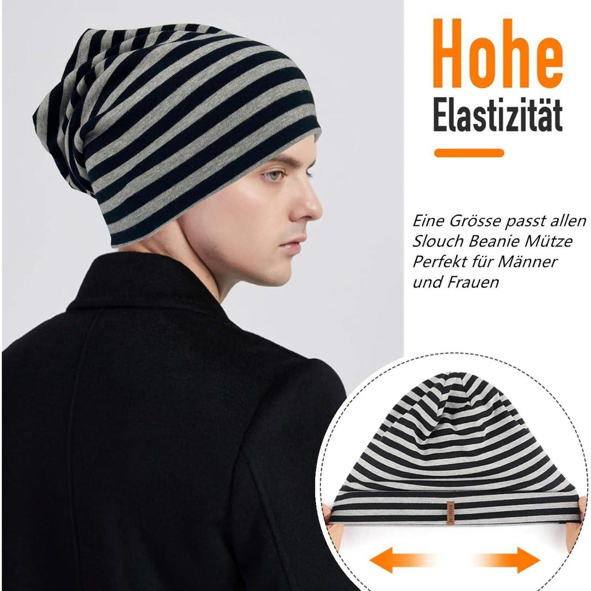Baumwoll Beanie Mütze Damen Herren – Weiche Slouch Beanie