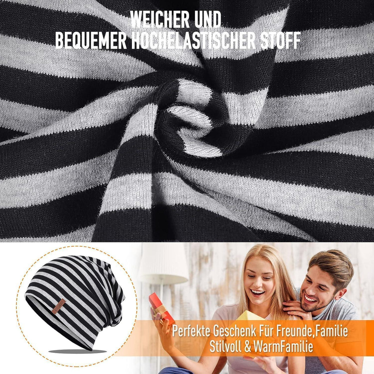 Baumwoll Beanie Mütze Damen Herren – Weiche Slouch Beanie