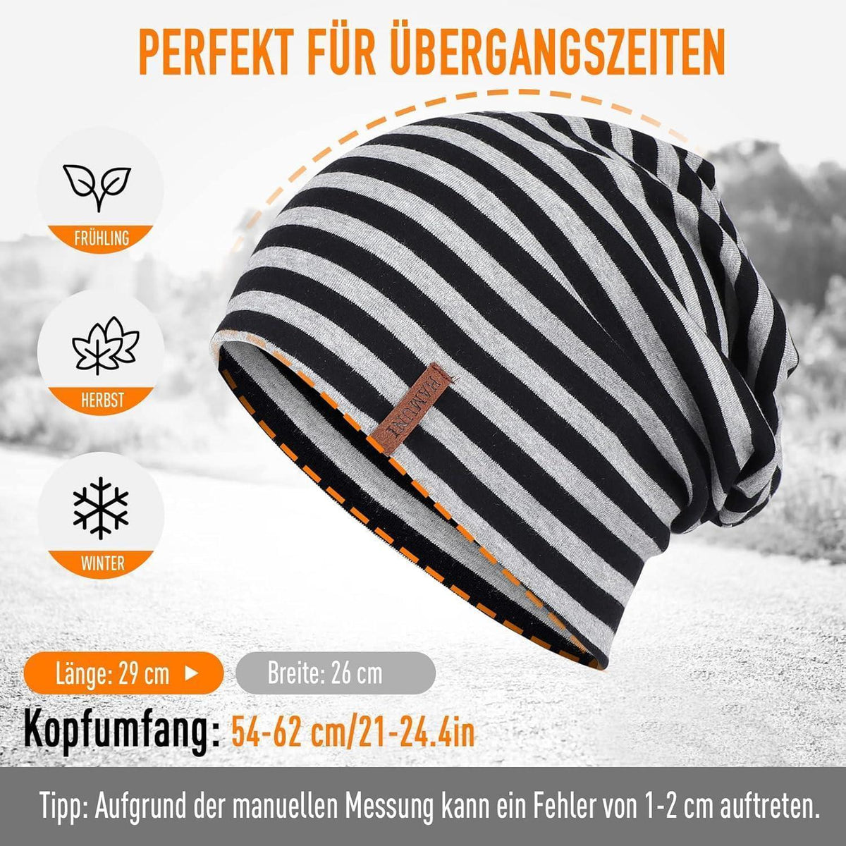 Baumwoll Beanie Mütze Damen Herren – Weiche Slouch Beanie
