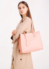 Große Damen Handtasche Shopper Schultertasche Kunstleder Pink