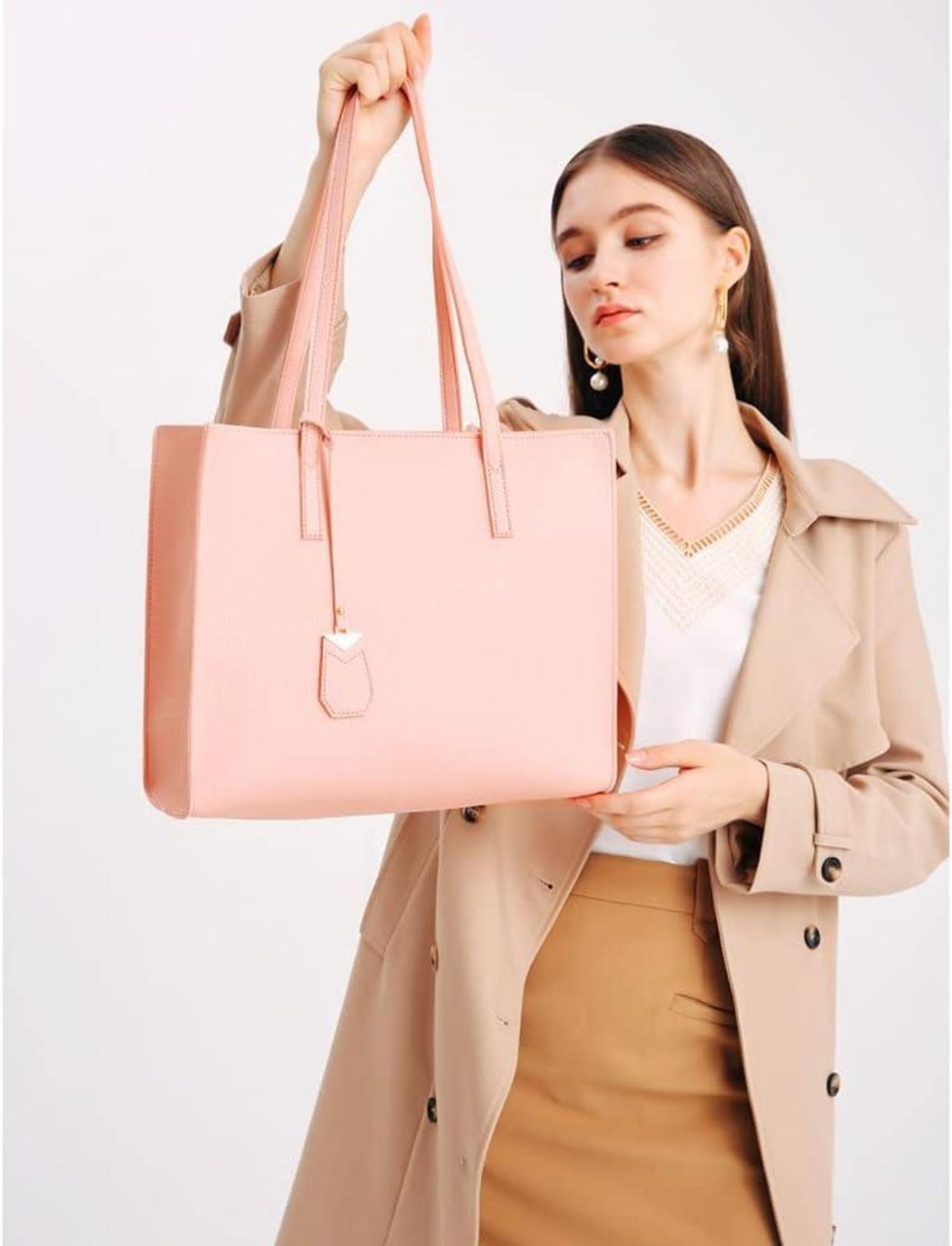 Damen Handtasche Groß Shopper Schultertasche Leder Reißverschluss Pink