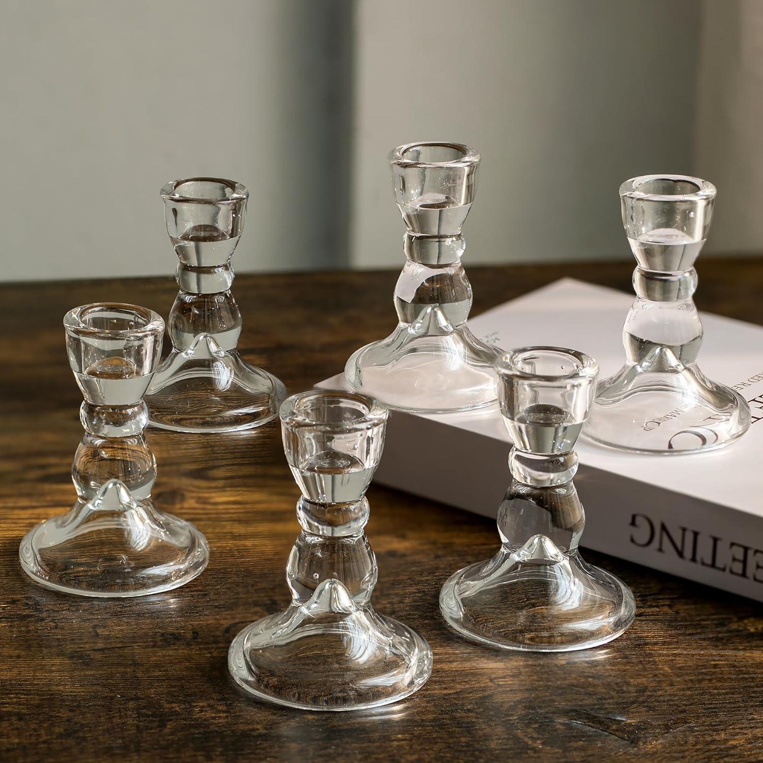 Glas Kerzenhalter Stabkerzen 20er Set klar elegant Hochzeit