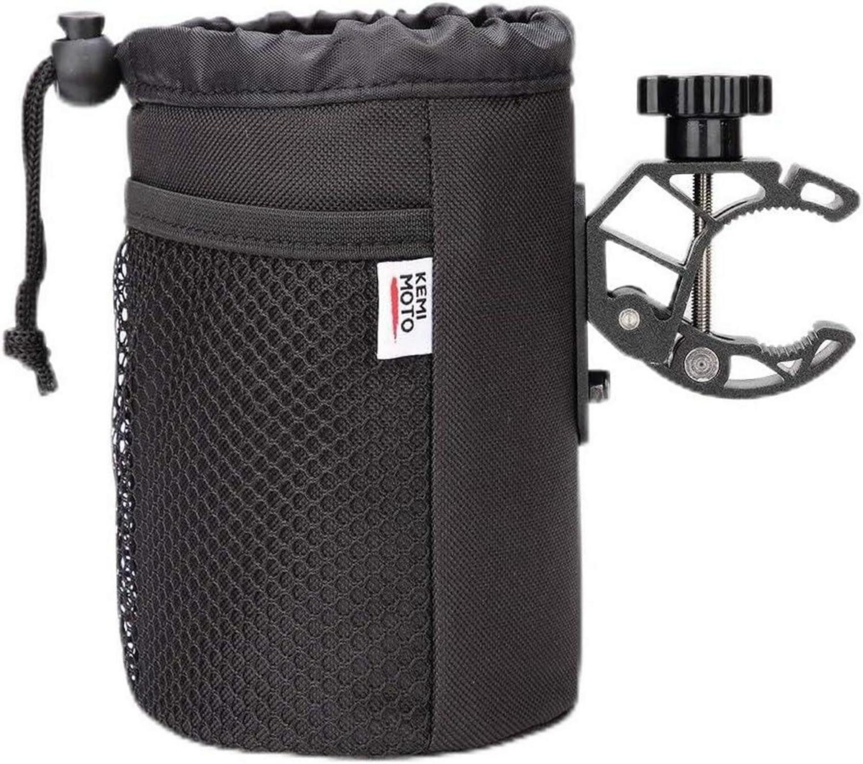 Fahrrad Flaschenhalter Oxford-Stoff Schwarz mit Netztasche für
