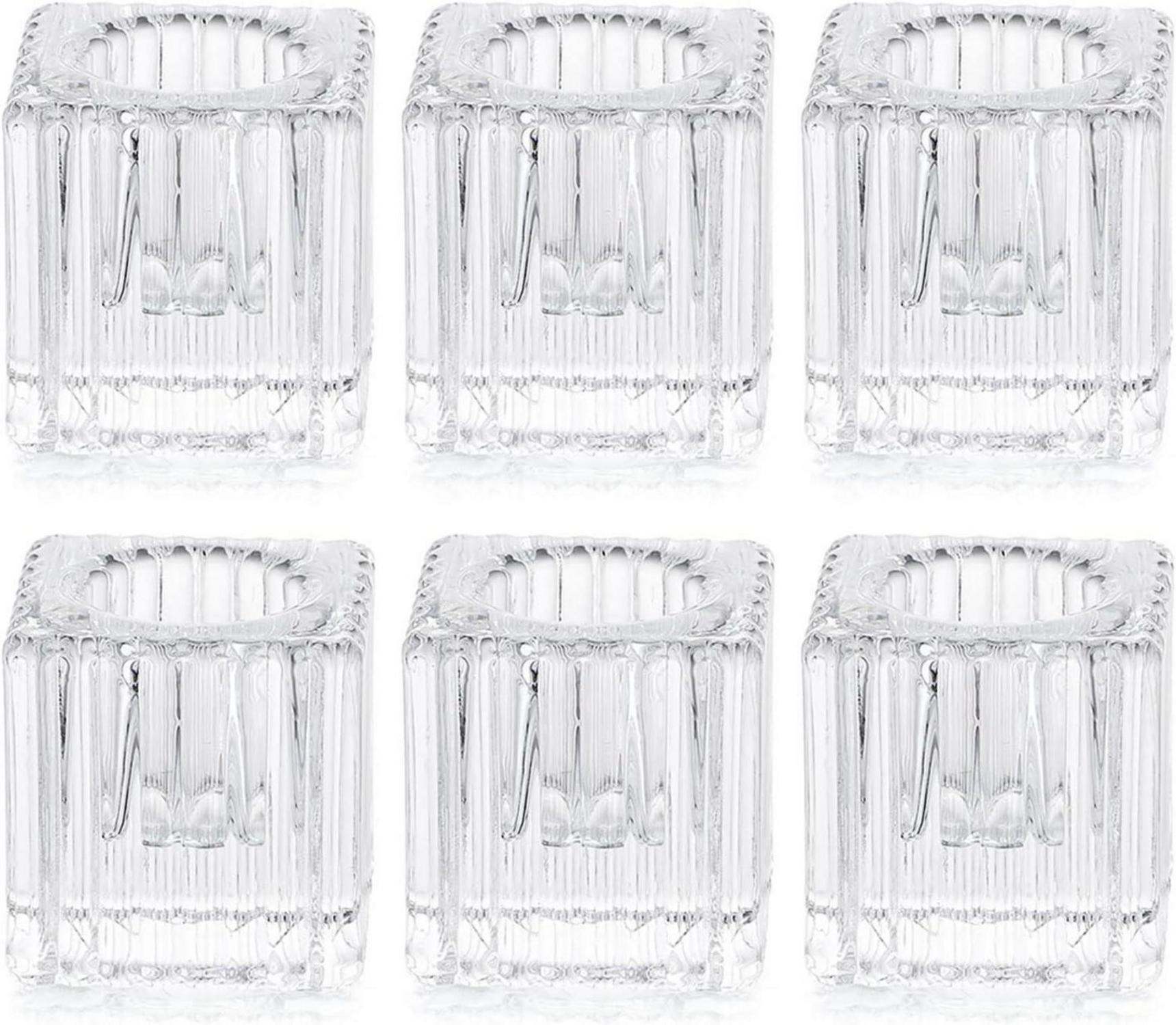 6er Set Glas Kerzenhalter für Stabkerzen Weihnachten Hochzeit Modern