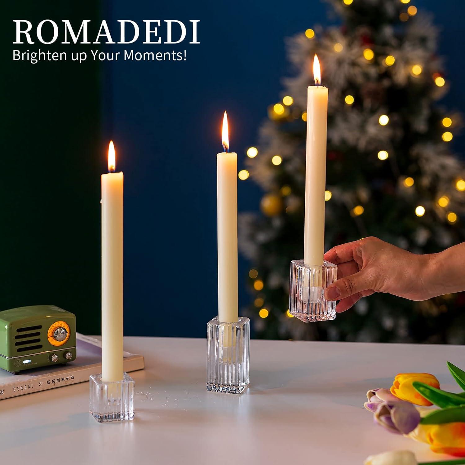 6er Set Glas Kerzenhalter Stabkerzen Transparent - Modernes Design für Hochzeit Weihnachten Tischdeko