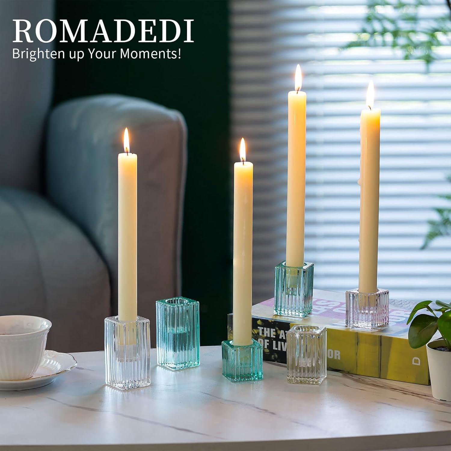 Moderne Glas Kerzenhalter Stabkerzen Ständer 6er Set Transparent