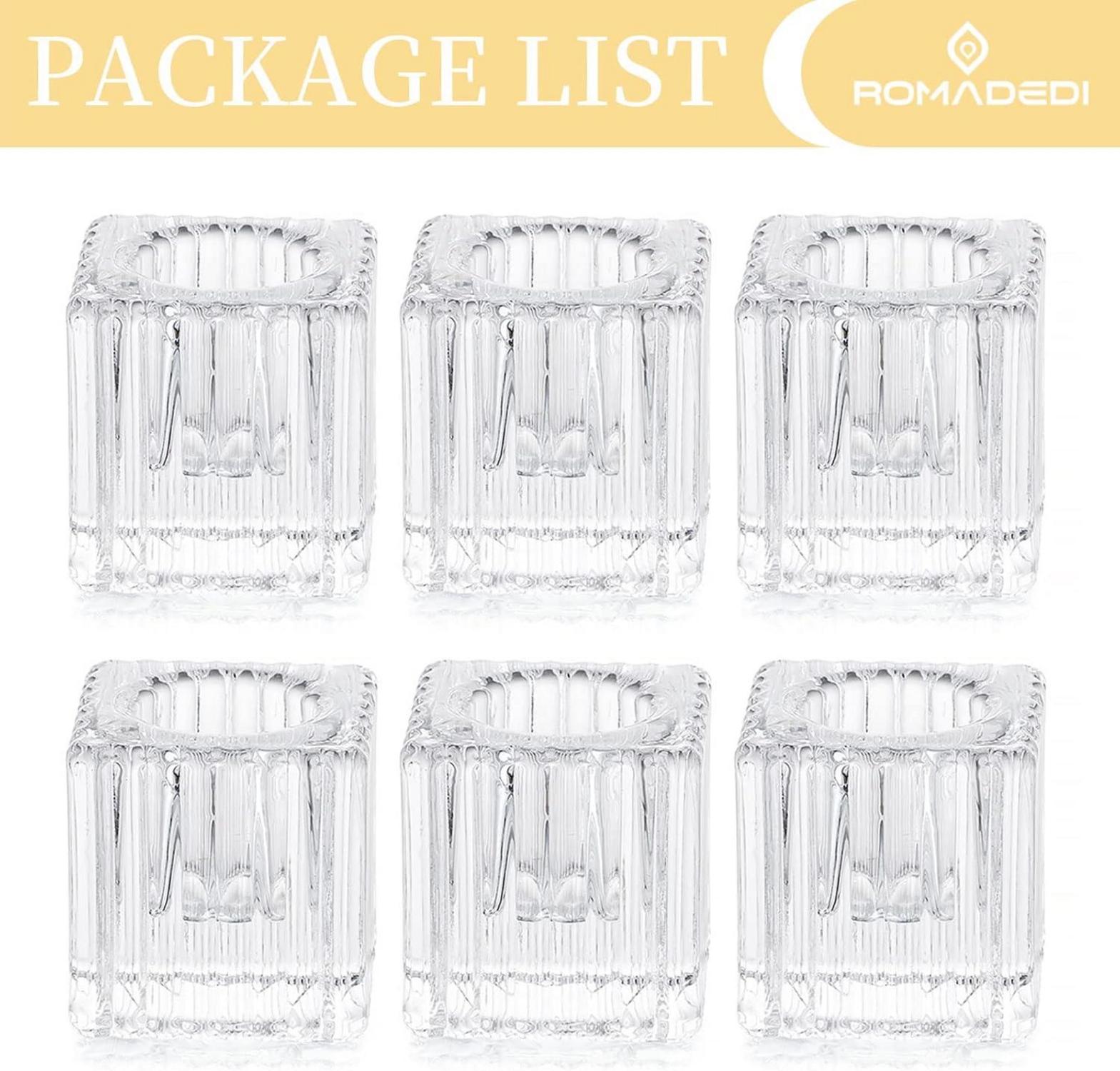 Moderne Glas Kerzenhalter Stabkerzen Ständer 6er Set Transparent