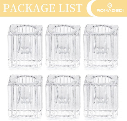 Moderne Glas Kerzenhalter Stabkerzen Ständer 6er Set Transparent