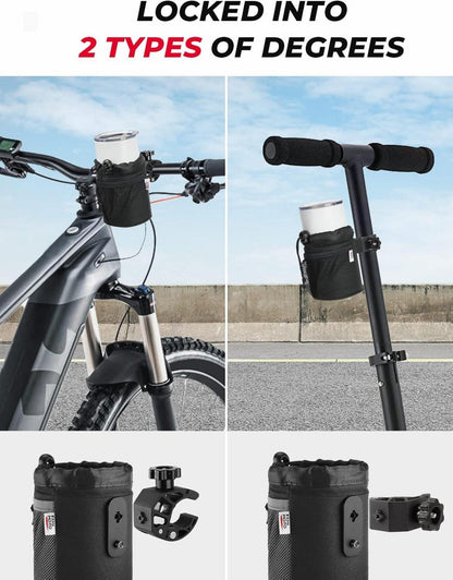 Fahrrad Flaschenhalter Oxford-Stoff mit Netztasche Schwarz