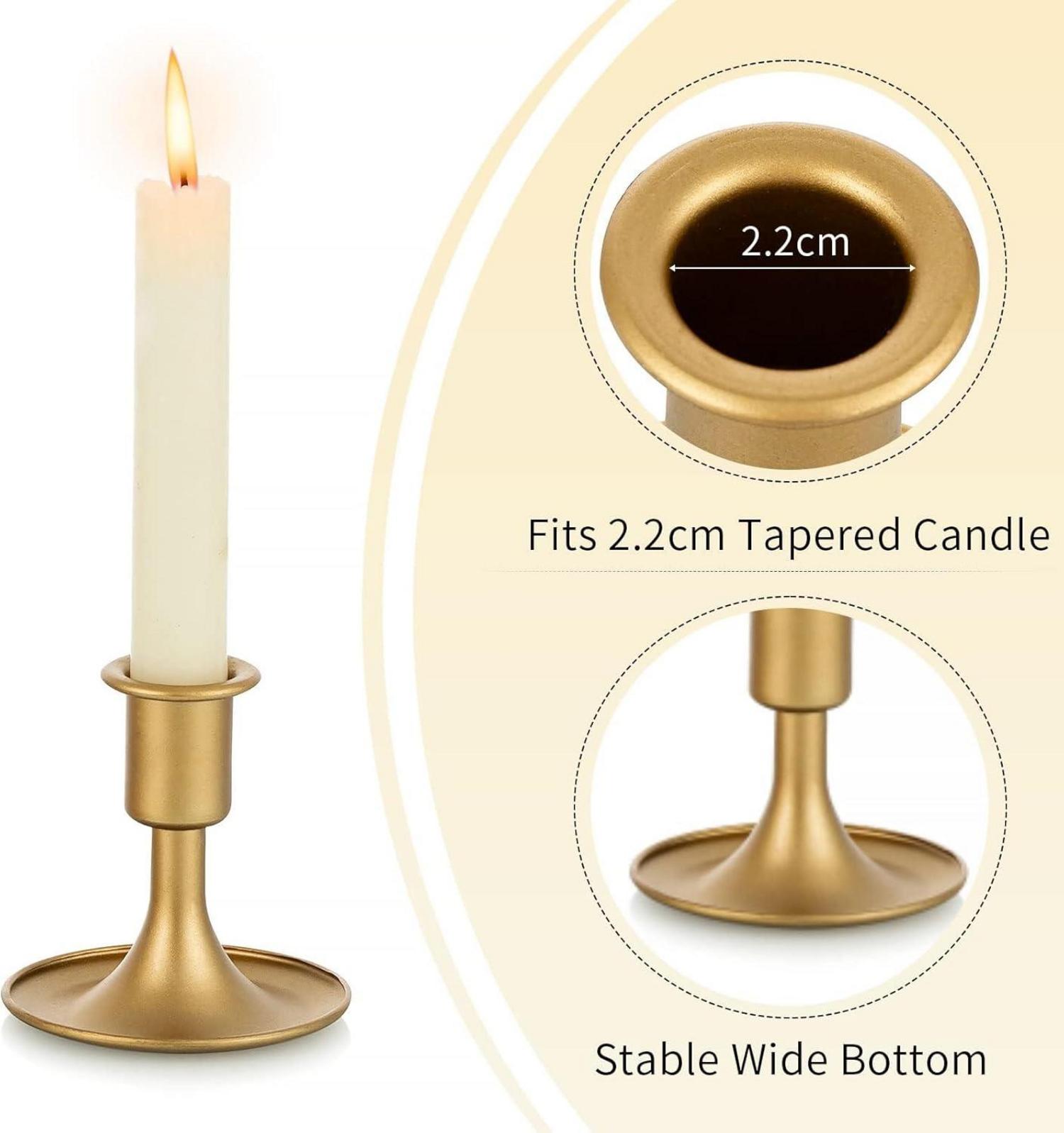 Goldener Kerzenständer für Stabkerzen 6er Set – Festliche Tischdeko