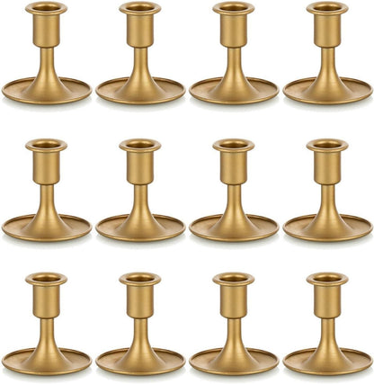 Goldene Kerzenständer für Stabkerzen 12er Set Modern Festlich