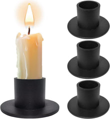 Schwarze Kerzenständer Set für Abendessen Kerzenlicht 4er Pack