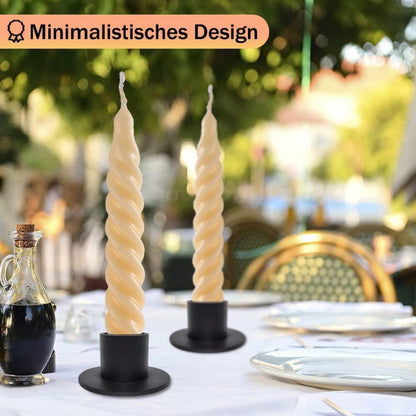 Schwarze Kerzenständer Set für Wohn Esszimmer Deko 4tlg Retro