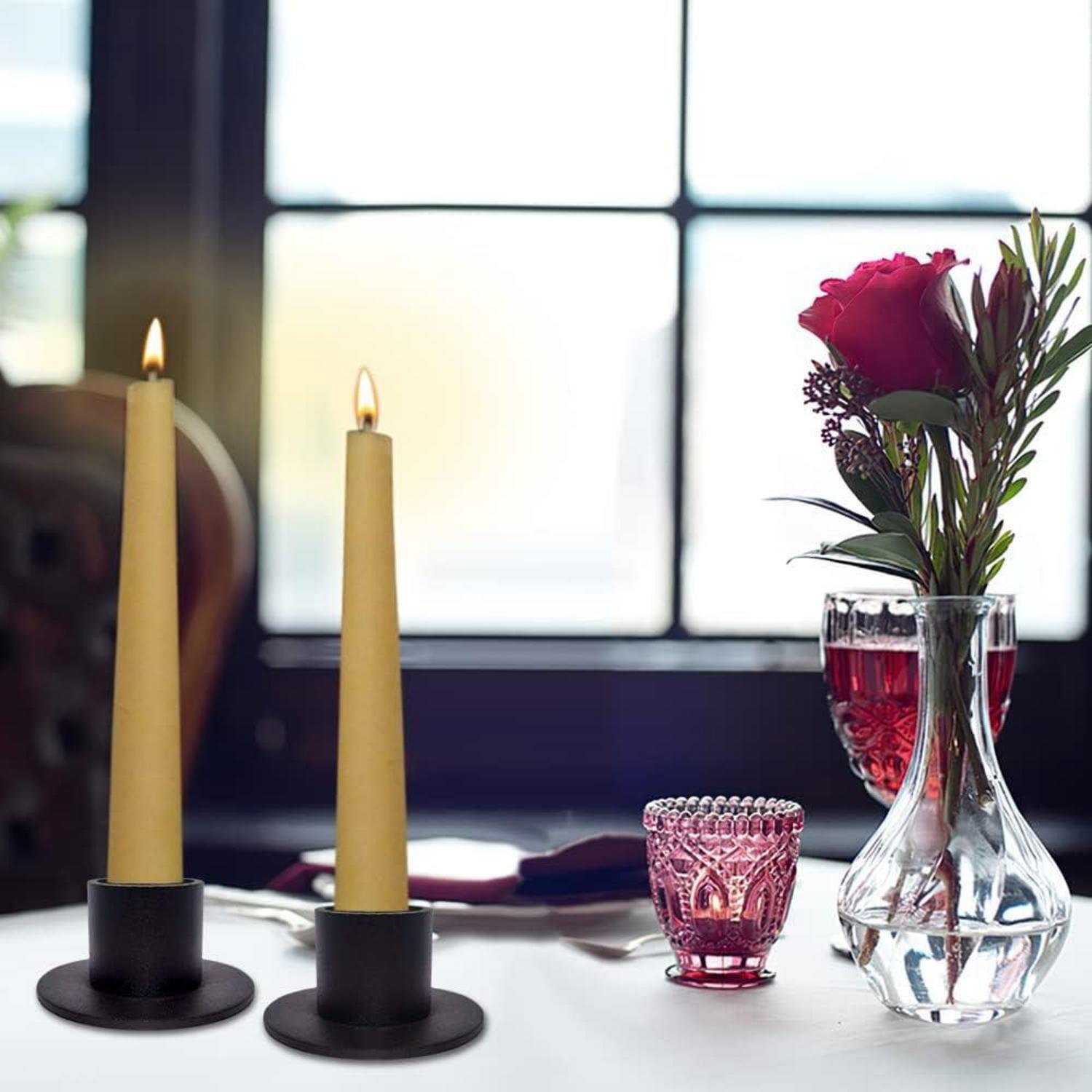 4er Set Schwarze Kerzenständer Retro für Abendessen und Dekoration