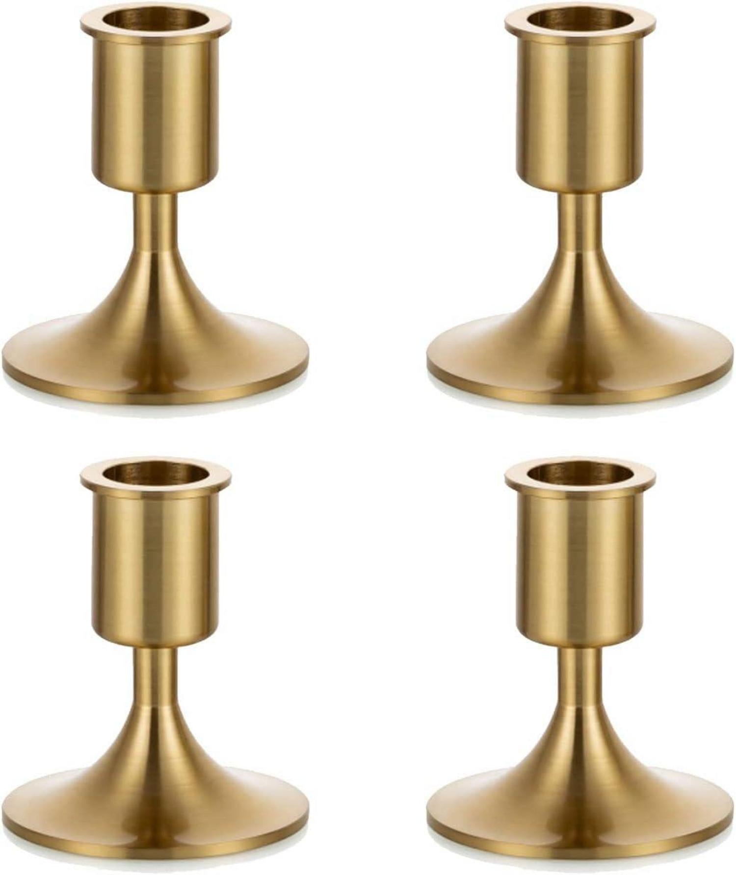 Kerzenständer Gold für Spitzkerzen - 4er Set Weihnachten Metall