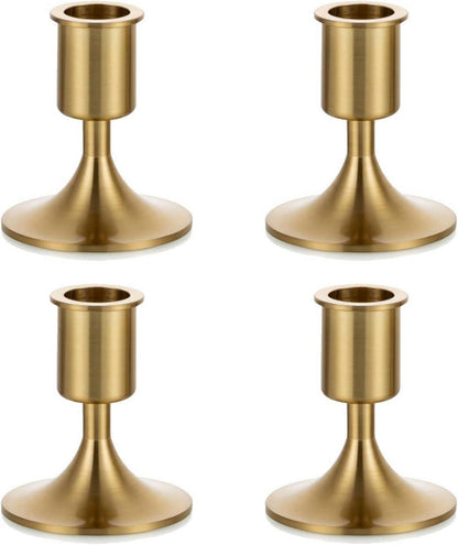 Kerzenständer Gold für Spitzkerzen - 4er Set Weihnachten Metall