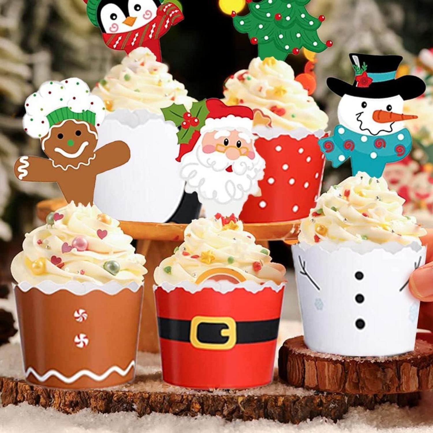 Weihnachts-Cupcake-Topper & Wraps, 96er