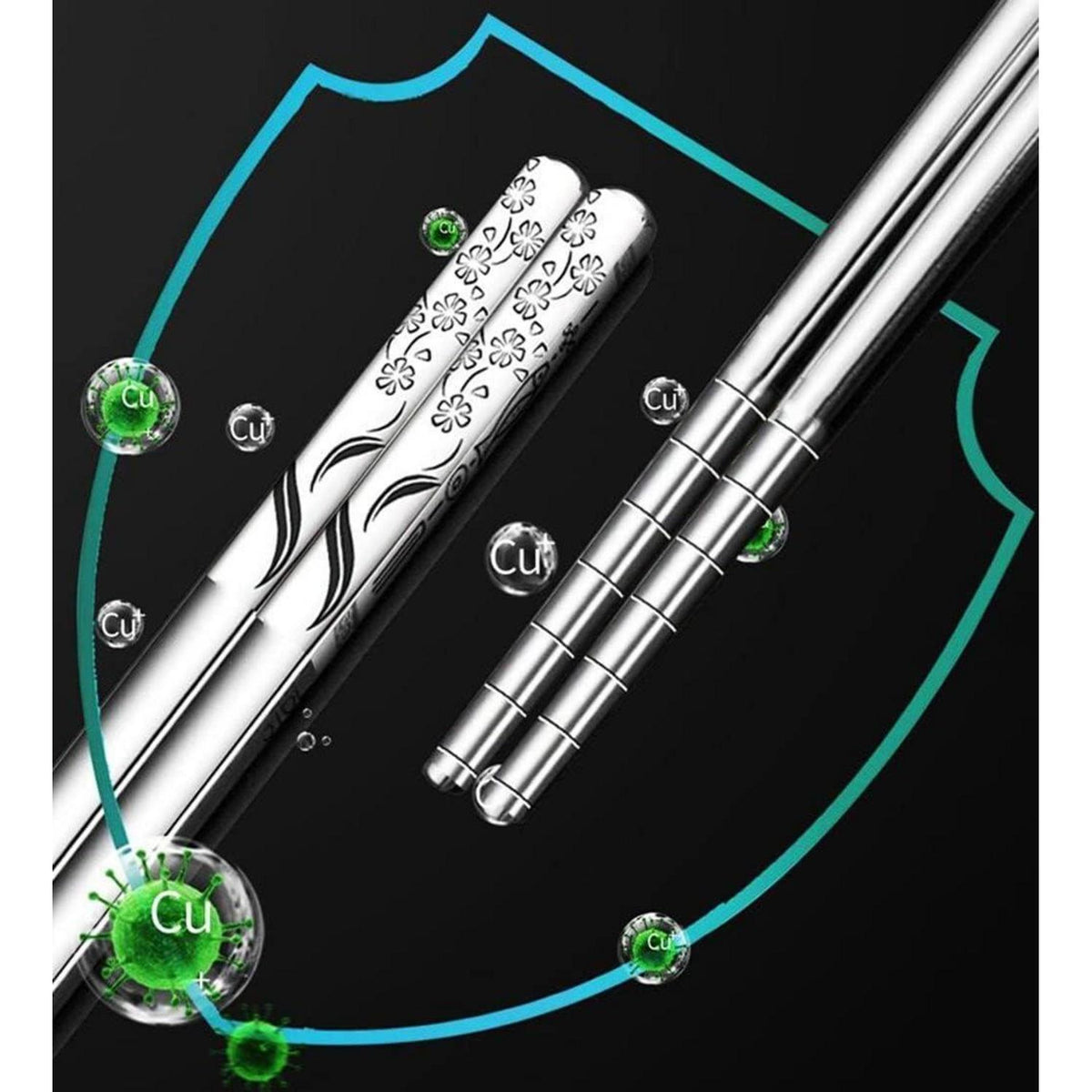 Edelstahl Essstäbchen Set | 5 Paar Wiederverwendbar mit Lasergravur